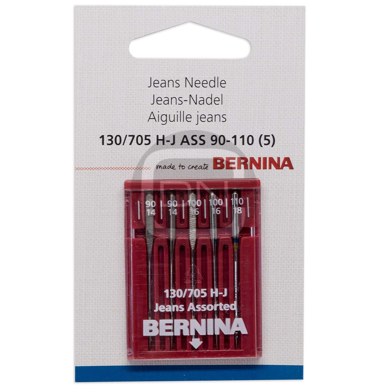 jeans_nadel_0595300 Jeans Nadel Sortiment Stärke 90 100 110, 5er Pack (Bernina)