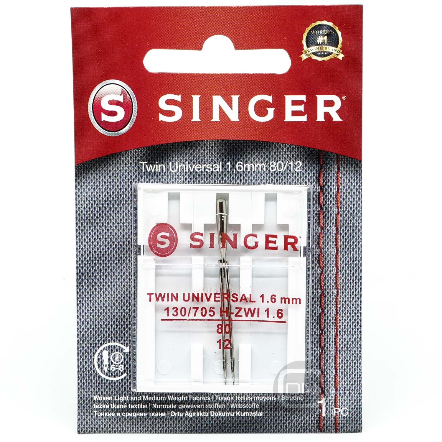 Zwillingsnadel 1,6 mm Universal Stärke 80 SINGER