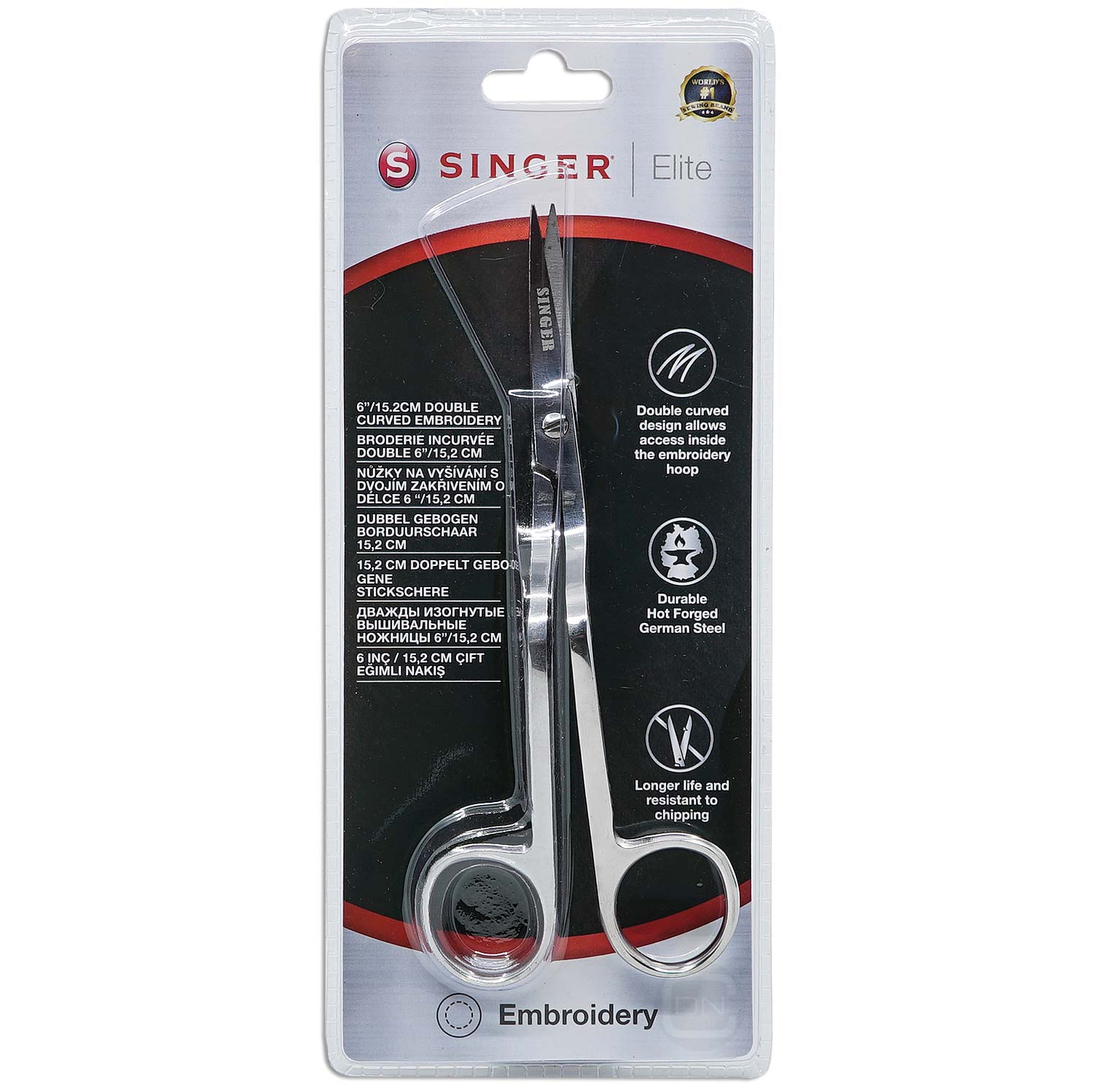 Stickschere 15,2 cm doppelt gebogen SINGER Elite