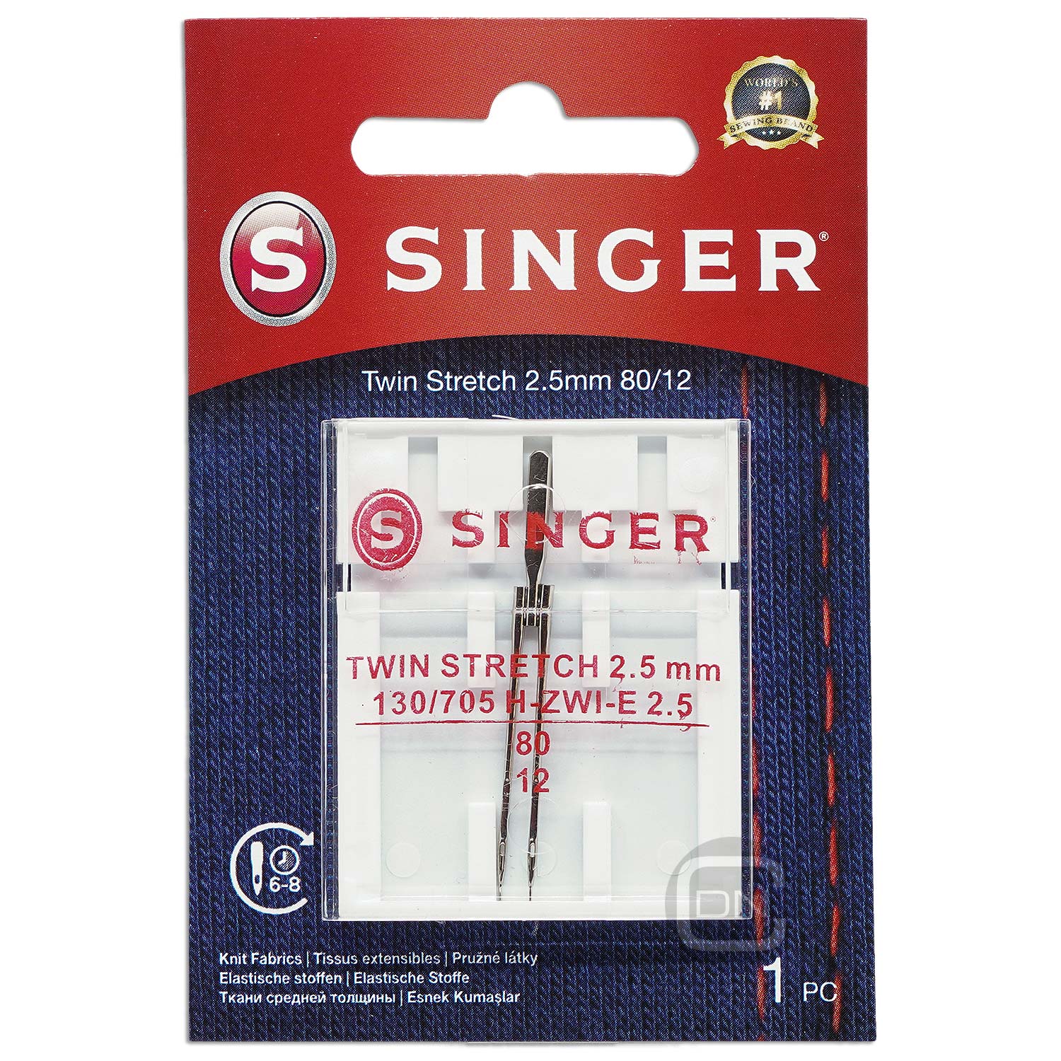 Zwillingsnadel 2,5 mm Stretch Stärke 80 SINGER