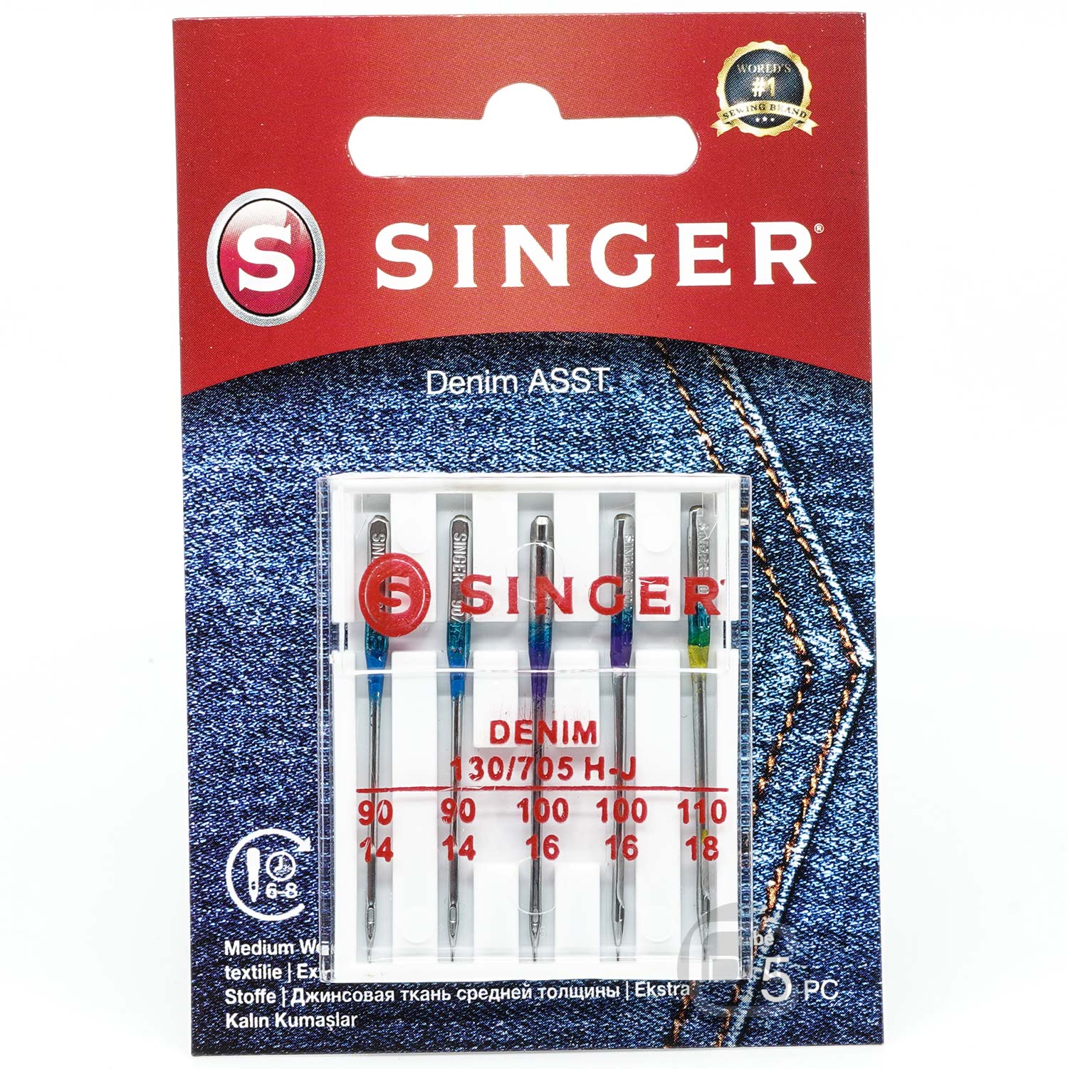 Jeans Nadel Sortiment Stärke 90 100 110 - 5er Pack SINGER