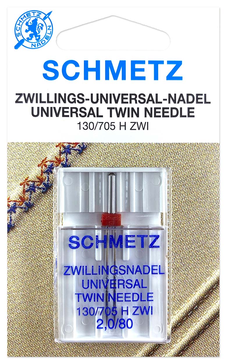 Zwillingsnadel 2,0 mm Uni Stärke 80 Schmetz Zwillingsnadel 2,0 mm Uni Stärke 80 Schmetz