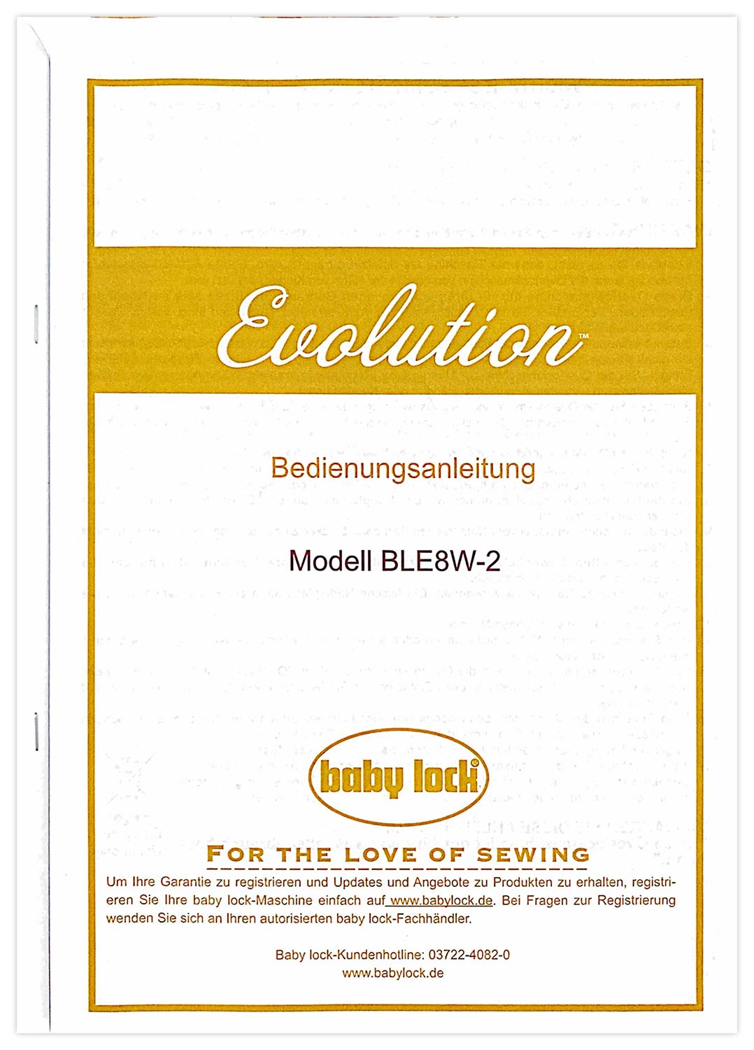 Anleitung baby lock Evolution - BLE8W-2