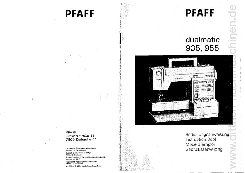 Anleitung Pfaff dualmatic 935 955 